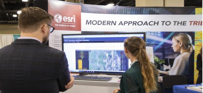 attendees at ESRI booth